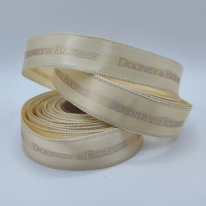 Dooney & Bourke Wired Satin Ribbon Two (2) Yards 5/8" Cream Logo Gift Wrap